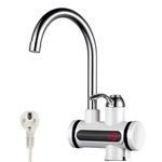 Instant Hot Water Tap, Electric Tap UK Plug, 220V 3000W Electric Hot and Cold Mixer Water Faucet with LED Digital Display for Kitchen Bathroom