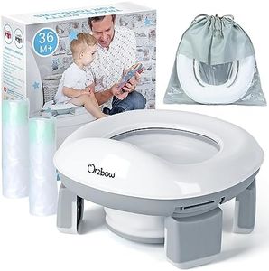 Orzbow Portable Potty Training Toilet for Boys and Girls with Storage Bag - Foldable Travel Potty Chair, Toddler Potty Seat for Indoor and Outdoor, Easy to Clean, Includes Free 40pcs Travel Bags, Gray