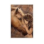 RTYHJ Horse And Girl Canvas Canvas Art Poster and Wall Art Picture Print Modern Family bedroom Decor Posters 16x24inch(40x60cm)