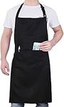 DDSHUN Kitchen Apron Adjustable Bib Chef Aprons with 2 Pockets Cooking Apron Unisex Women Men Aprons Perfect for Home Kitchen, Baking, Gardening, Restaurant, Coffee house BBQ - Black