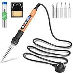 Soldering Iron Kit Electric, Soldering Iron 90W Welding Tools, Adjustable Temperature 180-480℃ Soldering Kit, Digital Portable Solder Iron Kit with 5 Solder Tips, Solder Wire, Mini Stand