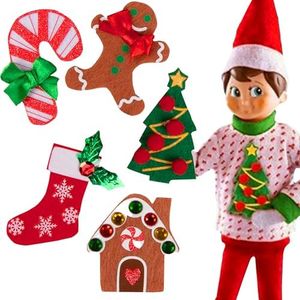 The Elf on the Shelf Sweater Set - Elf Boy or Girl Accessory with 5 Different Removable Decals Change Your Elves Costume Daily, Have Fun with Your Holiday Home Ugly Sweater Party- Officially Licensed