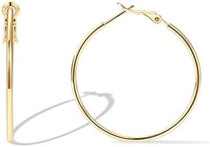 PAVOI 14K Gold Plated Sterling Silver Post Hoops | Large Hoops Earring | Lightwight Gold Hoop Earrings for Women (Yellow Gold,40mm)