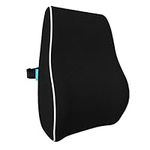 bonmedico Back Support Pillow - Car Seat, Desk and Office Chair Cushion for Posture and Lumbar Support - Ergonomic, Memory Foam Lower Back Pillows - Black - Standard