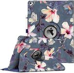 Fintie Rotating Case - 2017/2015 iPad Pro 12.9 inch (Old Model) 1st & 2nd Gen Case, 360 Degree Swiveling Stand Protective Back Cover, Supports Auto Wake/Sleep, Blooming Hibiscus