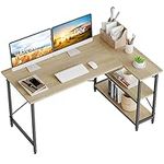 Bestier L Shaped Desk Computer Desk with Shelves Small Corner Desk 140CM Reversible Computer Desk Writing Table with Bookshelf for Home Office Small Space