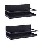 Magnetic Fridge Shelf Magnetic Fridge Spice Rack Magnetic Fridge Spice Rack for Kitchen Organizer（2-Pack,Black,25x9x11