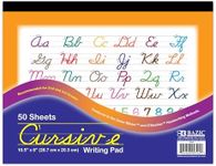 BAZIC Products Cursive Writing Pad 50 Sheet 10.5" X 8", Handwriting Learning Practice Workbook, for Beginning, Grades 2-3, 1-Pack
