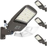 HiBay Dusk to Dawn Parking Lot Lights 240W-220W-200W, 38400LM Bright 500-800W HPS Eqv, Daylight LED Street Shoebox Light, Outside Commercial Area Flood Lighting for Driveway, ETL Listed -4 Pack