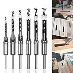 6PCS Woodworker Square Hole Drill Bits Set Chisel Drill Bits Woodworking Square Mortising Chisel Hole Saw Drill Bit Set for Carpenter 1/4, 5/16, 3/8, 1/2, 9/16, 5/8 inches