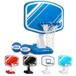 GoSports Splash Hoop PRO Swimming Pool Basketball Game - Includes Poolside Water Basketball Hoop, 2 Balls and Pump - Blue