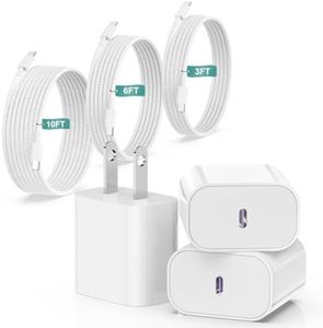 iPhone 17 16 15 Charger Fast Charging 20W USB C Wall Charger Block with 3 Pack [3ft+6ft+10ft] USB C to C Cable Fast Charging for iPhone 15/16/17 Pro Max/17 Air/15/16 Pro/15/16 Plus/iPad Pro/Samsung