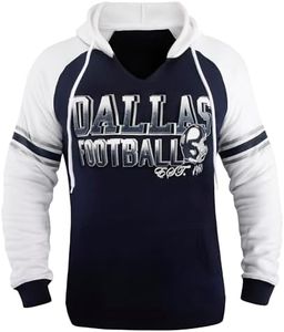 Womens City Football V Neck Athletic Fleece Hoodies Pullover Raglan Sweatshirts - Navy & White (Size: M)