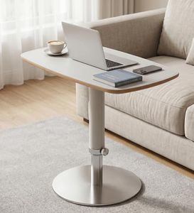 Zpnevx Large Adjustable Swivel Table, Saddle Leather Cover & Metal Leg for Couch Laptop Desk,Overbed Table,TV Tray