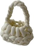 Floerns Women's Chunky Yarn Knit Shoulder Bag Crochet Handbags Hobo Tote Bag Clutch Purse Beige One-Size