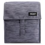 Packit Freezable Lunch Bag, Charcoal Space Dye, Built with EcoFreeze Technology, Foldable, Reusable, Zip and Velcro Closure with Buckle Handle, Perfect for School and Office Lunches