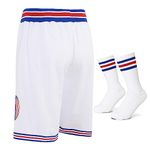 Mens Basketball Shorts Space Movie Shorts 90S Clothing for Party (White, Medium)