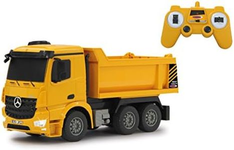 Jamara-405108 Benz Camión volquete Vagoneta basculante Mercedes Arocs 1:26 2,4 GHz, Color Amarillo, Talla única (405108)
