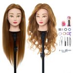 Neverland Beauty & Health 24 inch Hair Mannequin Head 60% Real Human Hair Hairdressing Head Cosmetology Styling Head With Braid Set Mannequin Stand