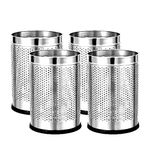 Goodwill Tech Stainless Steel Dustbins Round Shape – 18 Liter, Durable Bin, Multipurpose Wastebasket for Home/Office/Kitchen/Laundry Garbage (Silver, Pack of 4)