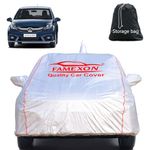 FAMEXON Waterproof Car Body Cover with Mirror Pocket Compatible for Honda Amaze Old S Triple Layer Inner Fabric & Pipein Design Protects from Animals, Heat, Rainfall (Metallic Silver)