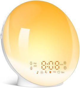 Sunrise Alarm Clock, Wake Up Light, Bedside Night Lamp with Sunrise/Sunset Simulation 11 Colors Atmosphere Lamp, Dual Alarms and Snooze Function, Light Alarm with 7 Natural Sounds and FM Radio