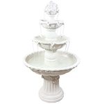 Sunnydaze 52-Inch H 3-Tier Outdoor Water Fountain with Fruit Top - Large Waterfall Feature for The Garden or Backyard - White