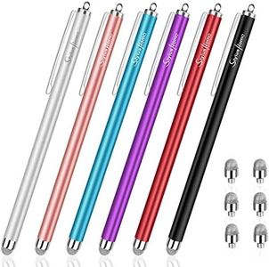 StylusHome Stylus Pens for Touch Screens (6 Pcs), Sensitivity Capacitive Stylus Fiber Tips Touch Screen Pen with 6 Extra Replaceable Tips for for iPad iPhone Tablets All Universal Touch Devices