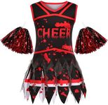 Simplecc Cheerleader Costume for Girls Zombie Cheerleader Uniform for Halloween Party (7-8 Years)