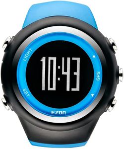 EZON GPS Running Watch with Distance Pace Alarm and Calorie Counter and Stopwatch for Men (Blue)