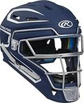 Rawlings Mach Series Baseball Catcher's Helmet with IMPAX Padding, Navy and White, Junior - one size