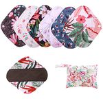 Simfamily 7 Pack Bamboo Charcoal Reusable Waterproof Cloth MenstruaL Pads Panty Liner Sets