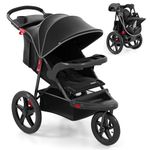 INFANS Jogging Stroller, Jogger Travel System with Shock Absorbing Suspension Dining Plate Cup Holder Adjustable Backrest, Lightweight Baby Strollers for Newborn (Grey)