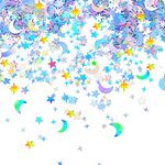 Holographic Star and Moon Confetti Iridescent Metallic Glitter Foil Sequin Table Confetti for Wedding Birthday Halloween Party Baby Shower Decorations by GotGala