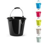 Plastific 9L High-grade Durable - Multipurpose - Plastic Storage Bucket With Strong Handle & Spout for Food Storage, Garden, Cleaning, Kitchen (Black)