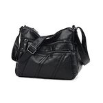 Crossbody Shoulder Bag for Women Multi Pocket Messenger Bag Soft PU Leather Cross-Body Handbags for Ladies, Ladies Shoulder Bag Black, Taille unique, Lightweight