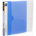 Worldone A4 Size Blue Colour Business Card Folder with 500 Transparent Pockets & Protective Case, Spine Label & Indexed Dividers for Storing & Organising Business Cards & Various Currency Notes