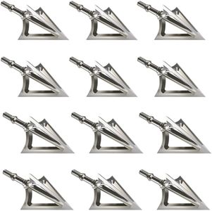 Bgary Broadheads 100 Grain Fixed Blades Archery Broadheads for Crossbow Recurve Bow and Compound Bow 12 Pcs Silverly