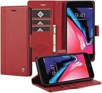 GoshukunTech for iPhone 7 Plus Case,for iPhone 8 Plus Case,Flip Leather Wallet Case with Card Holder Cash Pocket Magnetic Closure for iPhone 7 Plus/8 Plus [ Red ]