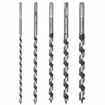 MEEQIAO 5 Pcs High Carbon Steel Drill Bits, 230mm Long, Hexagonal Auger Bit Set 6-14mm for Wood, Block Brick Tile, and Plastic