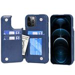 Arae Compatible with iPhone 12 Pro max Case - Wallet Case with PU Leather Card Pockets Back Flip Cover for iPhone 12 Pro Max 6.7 inch - Blue