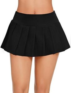 Avidlove Sexy Mini Skirts Pleated Short Skirt for Women Plaid Skirts for Schoolgirl Black XL