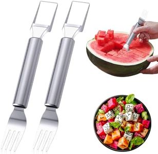 2 In 1 Stainless Steel Fruit Cutter, 2025 New Fork Stainless Steel Watermelon Cutter Slicer Tool, Upgrade Portable Dual Head Fruit Forks Slicer Fruit Cutter Watermelon Cutter (2)