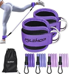 Ankle Resistance Bands with Cuffs, Ankle Bands for Working Out,Ankle Strap with 4PCS Exercise Band,Booty Workout Equipment for Kickbacks Hip,Butt Training Equipment for Women Legs and Glutes,Purple