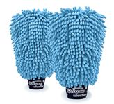 SOFTSPUN Microfiber Double Side Chenille Mitt, 2 Piece Set 1700 GSM Sky Blue, Multi-Purpose Super Absorbent and Perfect Wash Clean with Lint-Scratch Free Home, Kitchen, Window, Dusting!