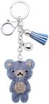 AuPra Teddy Bear Crystal KeyChain Gift Women Bling Rhinestone KeyRing Home Car Bag Clip Key Holder Lady Girl Tassel Present