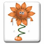 3dRose LSP_264980_2 Cute Orange Flower Face On A Spring Illustration Toggle Switch