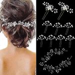 10 PCS Bridal Hair Accessories, 19.7 Inch Wedding Hair Vine for Brides, Handmade Rhinestones Headpieces Crystal Wedding Hair Accessories with Bridal Hair Pins Wedding Headband for Brides Bridesmaids