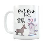 Funny Gift for Boss Best Boss Ever Mug Humorous Boss Coffee Cup,Perfect Boss Gift Sarcastic Boss Present 11 oz Novelty Coffee Mug White Mothers Day Gifts for Sister