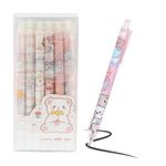 TACYKIBD 6Pcs Retractable Gel Ink Pens, Cartoon Kawaii Cute Bear Gel Pens, 0.5mm Black ink Smooth Writing Pens Student Supplies for Kids Girl Women Writing Journaling Taking Notes School Office